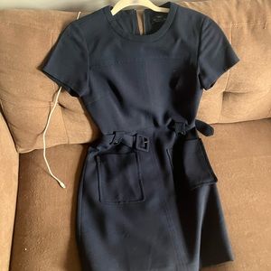 Club Monaco navy belted pocket mini dress